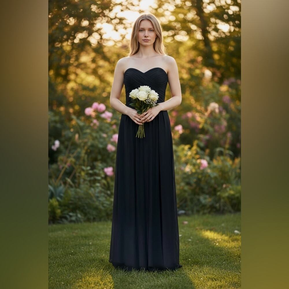 After Six Black Chiffon Maxi Evening Dress Size 10. Sweatheart bodice.6678 *read